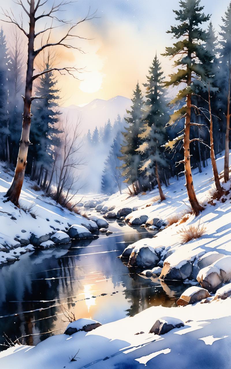 03919-3143775420-Greg Rutkowski inspired watercolor winter landscape, captivates with sharp focus, intricate details, capturing a serene winter m.png